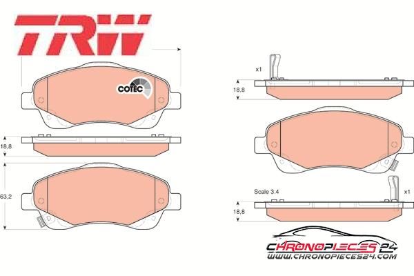 Achat de TRW GDB3336 Kit de plaquettes de frein, frein à disque pas chères