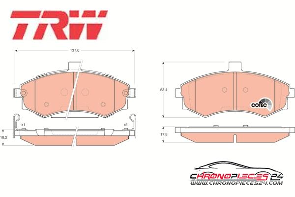 Achat de TRW GDB3378 Kit de plaquettes de frein, frein à disque pas chères