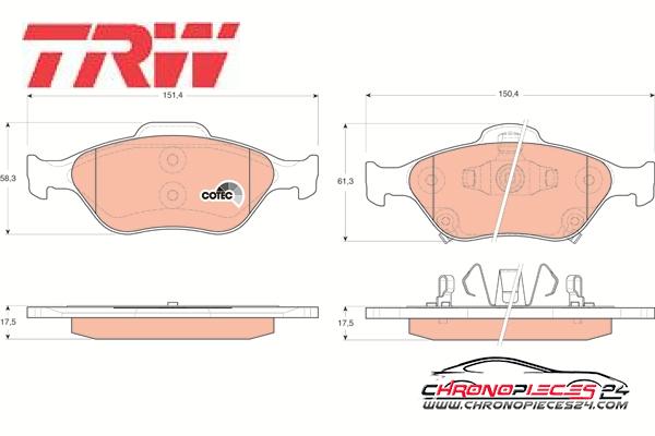 Achat de TRW GDB3457 Kit de plaquettes de frein, frein à disque pas chères