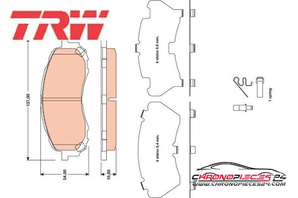 Achat de TRW GDB3469 Kit de plaquettes de frein, frein à disque pas chères