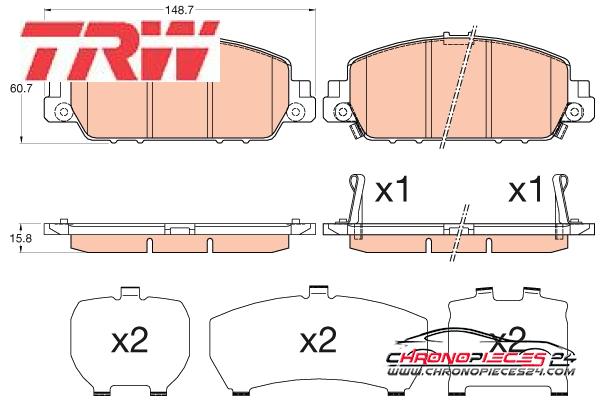 Achat de TRW GDB3615 Kit de plaquettes de frein, frein à disque pas chères