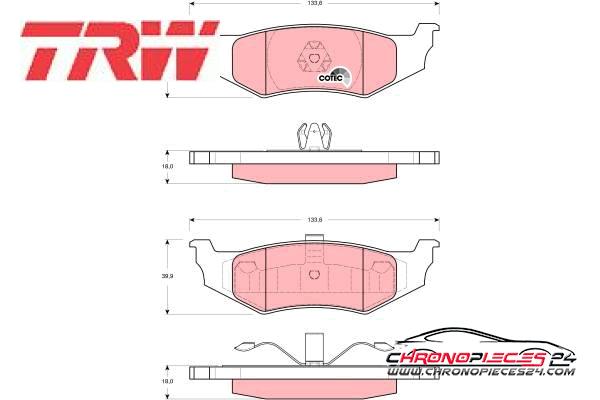 Achat de TRW GDB4119 Kit de plaquettes de frein, frein à disque pas chères