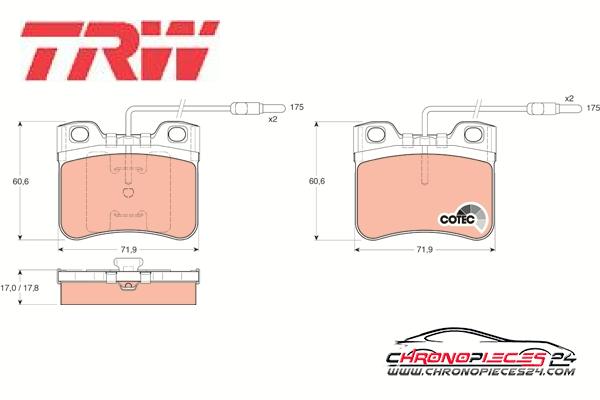 Achat de TRW GDB906 Kit de plaquettes de frein, frein à disque pas chères