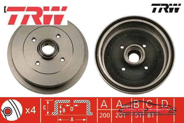 Achat de TRW DB4014B Tambour de frein pas chères