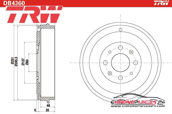 Achat de TRW DB4360 Tambour de frein pas chères