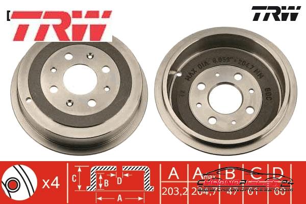 Achat de TRW DB4361 Tambour de frein pas chères