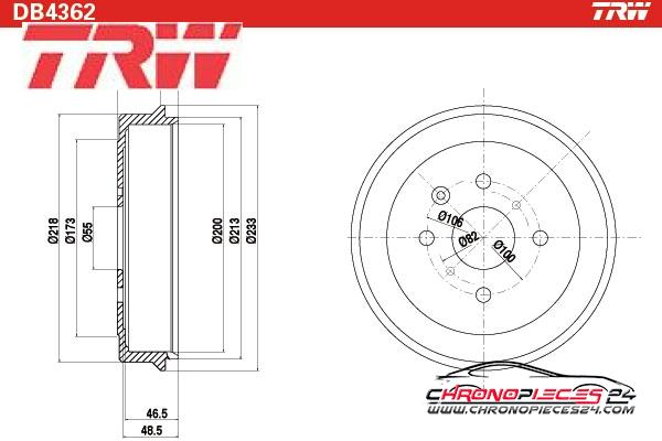 Achat de TRW DB4362 Tambour de frein pas chères