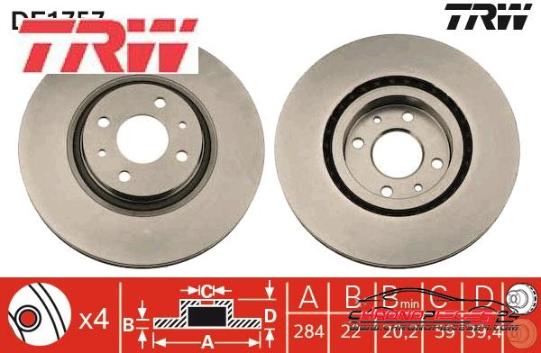 Achat de TRW DF1757 Disque de frein pas chères