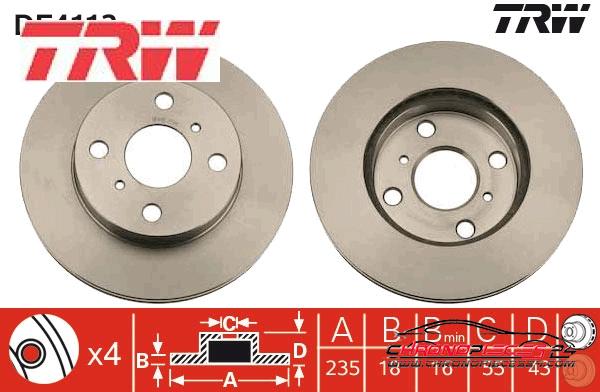 Achat de TRW DF4112 Disque de frein pas chères