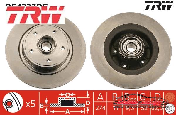 Achat de TRW DF4227BS Disque de frein pas chères