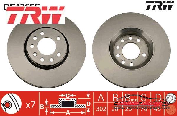 Achat de TRW DF4265S Disque de frein pas chères