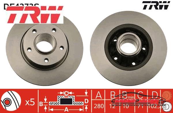 Achat de TRW DF4273S Disque de frein pas chères