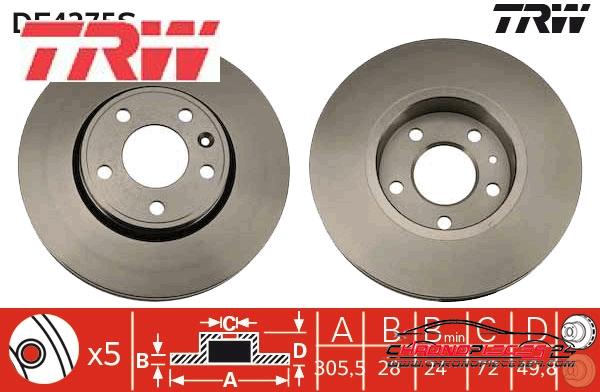 Achat de TRW DF4275S Disque de frein pas chères