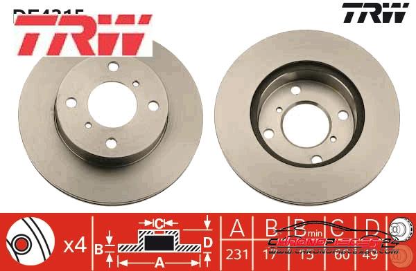 Achat de TRW DF4315 Disque de frein pas chères