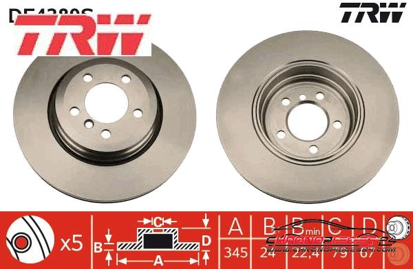 Achat de TRW DF4389S Disque de frein pas chères