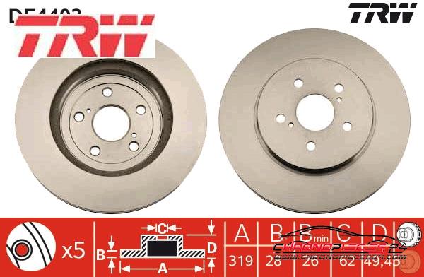 Achat de TRW DF4493 Disque de frein pas chères