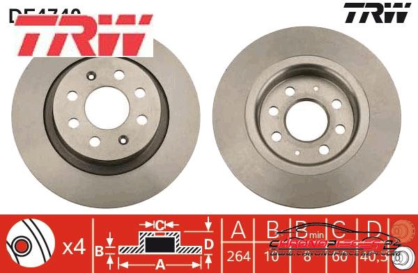 Achat de TRW DF4740 Disque de frein pas chères