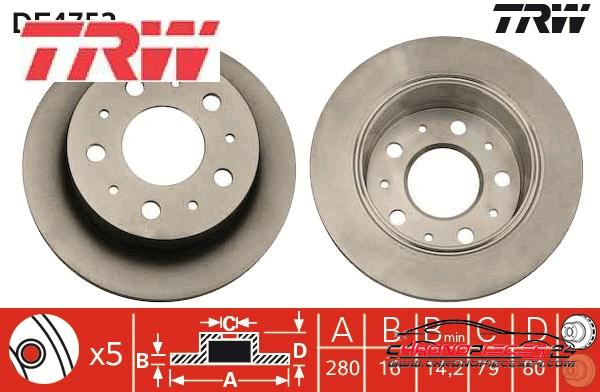 Achat de TRW DF4752 Disque de frein pas chères