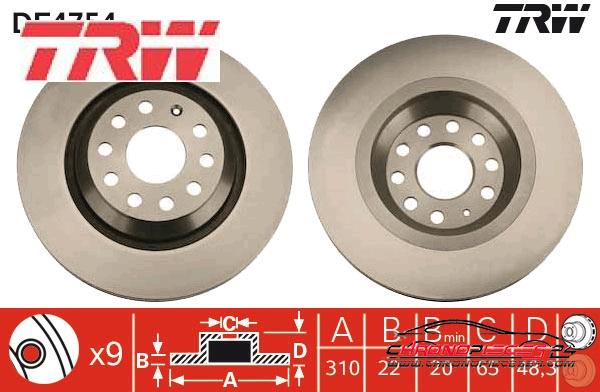 Achat de TRW DF4754 Disque de frein pas chères