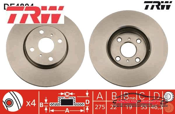 Achat de TRW DF4804 Disque de frein pas chères