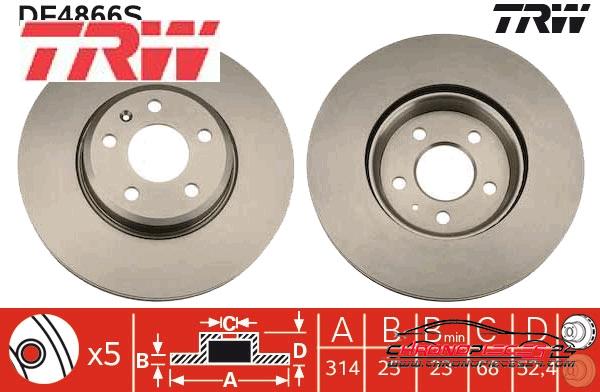 Achat de TRW DF4866S Disque de frein pas chères