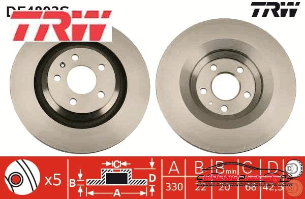 Achat de TRW DF4893S Disque de frein pas chères