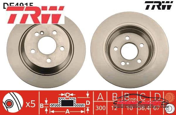 Achat de TRW DF4915 Disque de frein pas chères