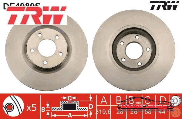 Achat de TRW DF4989S Disque de frein pas chères