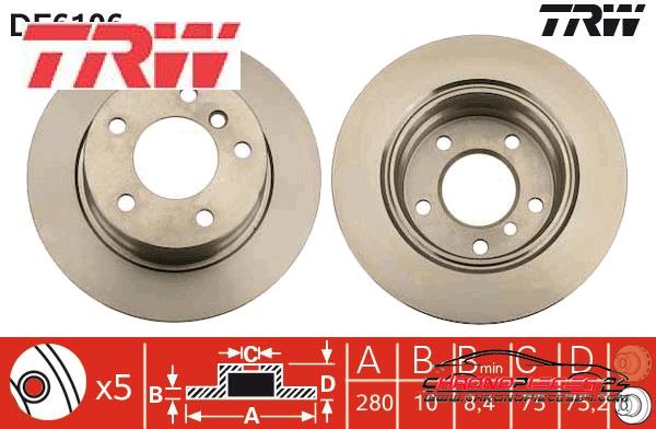 Achat de TRW DF6106 Disque de frein pas chères