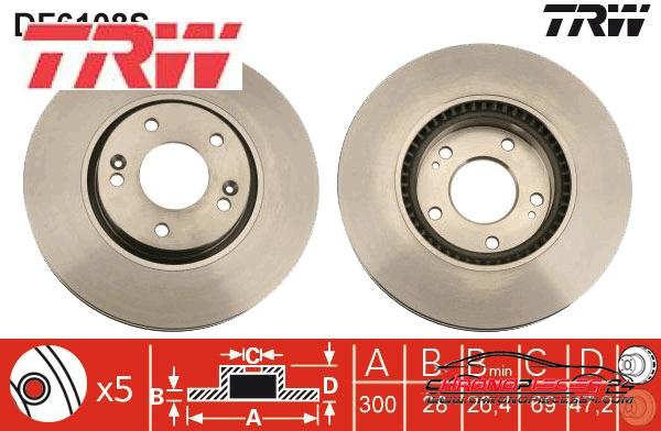 Achat de TRW DF6108S Disque de frein pas chères