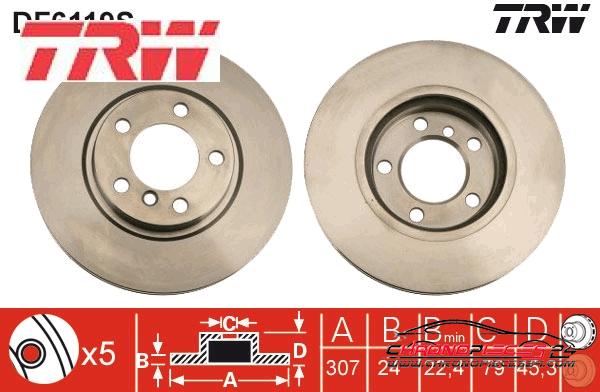 Achat de TRW DF6119S Disque de frein pas chères