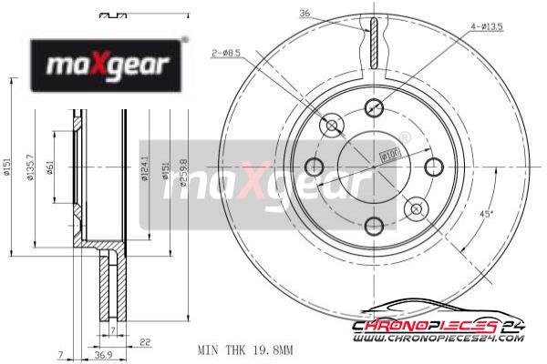 Achat de MAXGEAR 19-0954 Disque de frein pas chères