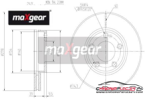 Achat de MAXGEAR 19-1012 Disque de frein pas chères