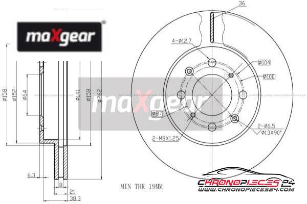 Achat de MAXGEAR 19-0712 Disque de frein pas chères