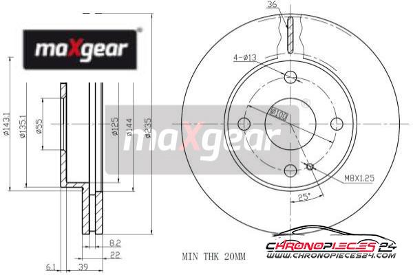 Achat de MAXGEAR 19-0715 Disque de frein pas chères