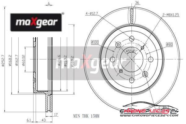 Achat de MAXGEAR 19-1045 Disque de frein pas chères