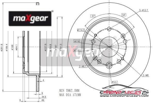 Achat de MAXGEAR 19-1021 Disque de frein pas chères