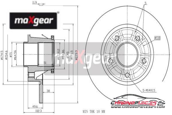 Achat de MAXGEAR 19-1834 Disque de frein pas chères