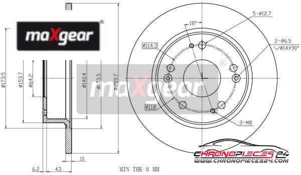 Achat de MAXGEAR 19-1843 Disque de frein pas chères