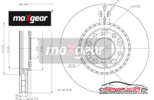 Achat de MAXGEAR 19-1325 Disque de frein pas chères