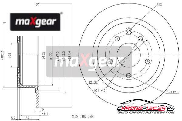 Achat de MAXGEAR 19-1851 Disque de frein pas chères