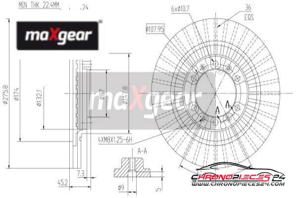 Achat de MAXGEAR 19-1828 Disque de frein pas chères