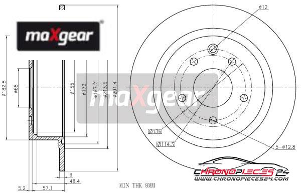 Achat de MAXGEAR 19-1851 Disque de frein pas chères