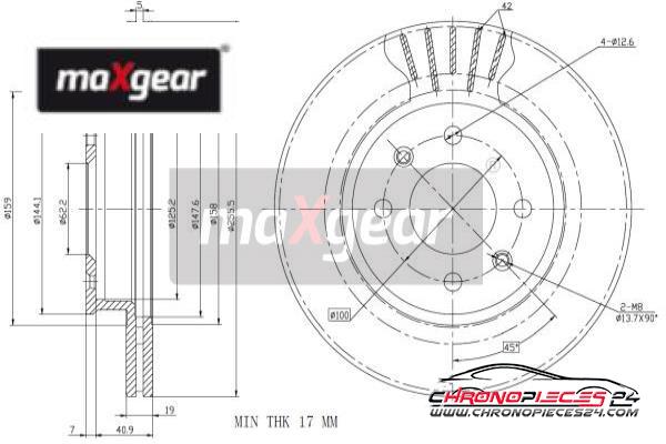 Achat de MAXGEAR 19-1861 Disque de frein pas chères