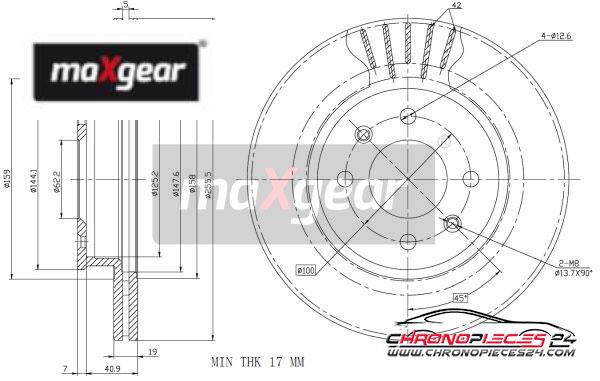 Achat de MAXGEAR 19-1861 Disque de frein pas chères