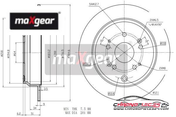 Achat de MAXGEAR 19-1855 Disque de frein pas chères