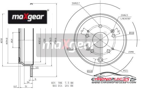 Achat de MAXGEAR 19-1855 Disque de frein pas chères