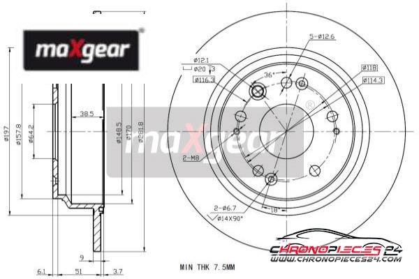 Achat de MAXGEAR 19-1856 Disque de frein pas chères