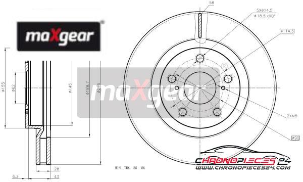 Achat de MAXGEAR 19-1866 Disque de frein pas chères