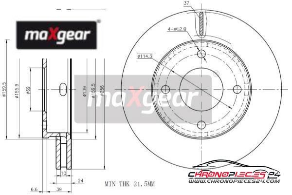 Achat de MAXGEAR 19-1857 Disque de frein pas chères